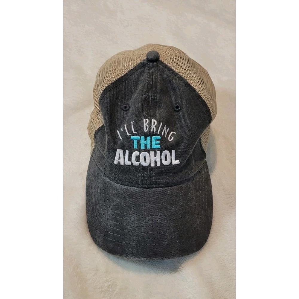 PIPER LOU WOMENS DARK GRAY ILL BRING THE ALCOHOL TRUCKER HAT ADJUSTABLE